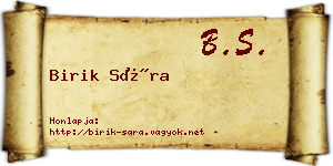Birik Sára névjegykártya